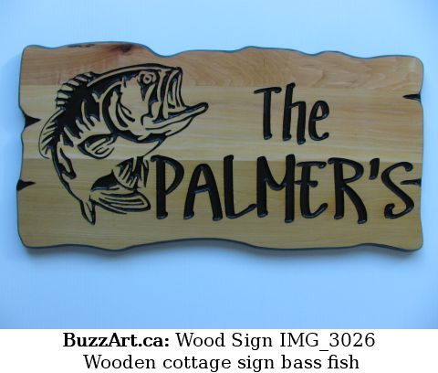 Wooden cottage sign bass fish